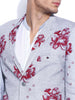 Blazer Quarter Grey & Red Floral Print Slim Fit Blazer